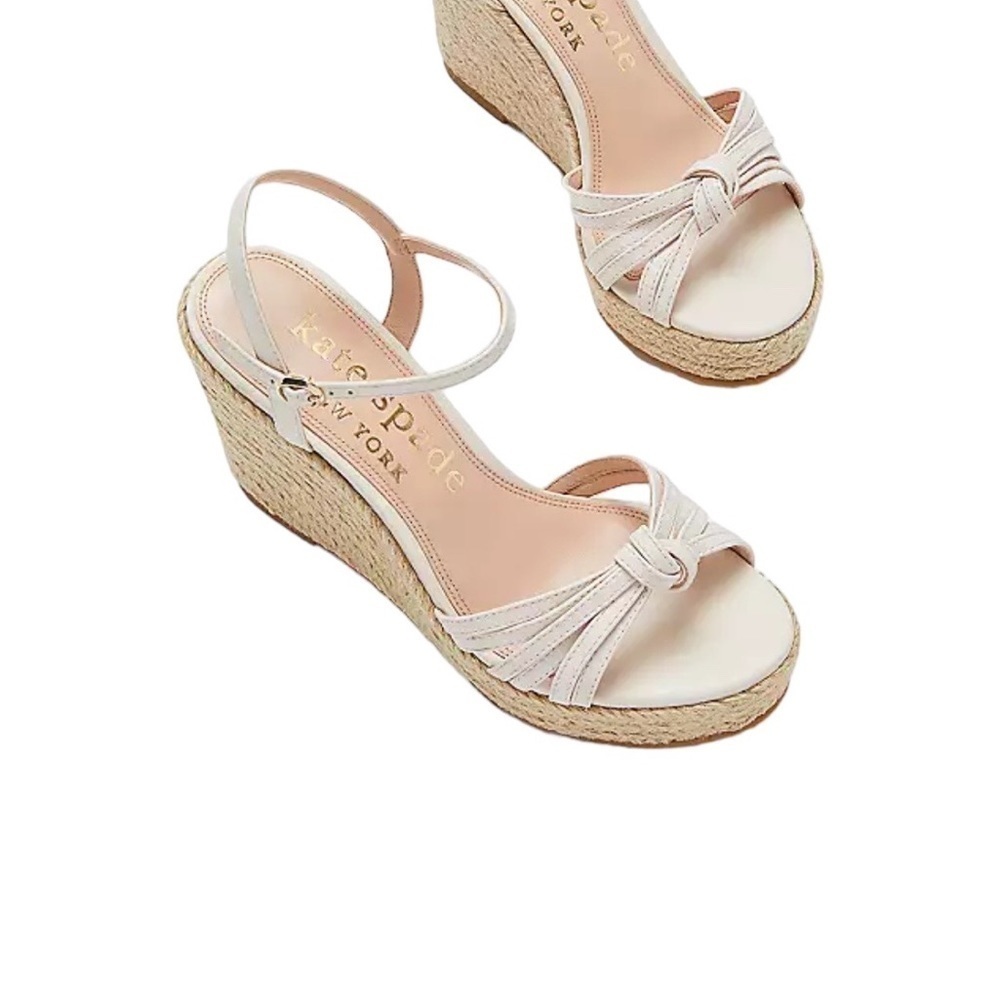 KATE SPADE Tessa Espadrille Platform Wedge in Metallic Napa Size 9.5 NWOB - Picture 2 of 2